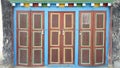 Three Colorful Napalese doors in the Himalayan Highlands