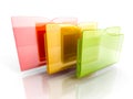 Three colorful office folders on white background Royalty Free Stock Photo