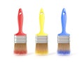 Three colorful paintbrushes Royalty Free Stock Photo