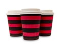 Three colorful paper coffee cups on white Royalty Free Stock Photo