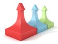 Three colorful rising up arrows on white background Royalty Free Stock Photo
