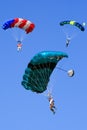 Three Colorful Skydiving Base Jumpers Floating Royalty Free Stock Photo