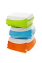 Three colorful takeaway paper boxes