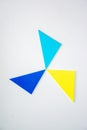 Blue, yellow, and green triangle combination, color collision, simple and abstract geometric collage Royalty Free Stock Photo