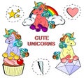 Set of unicorn cartoon