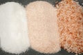 Three colors of himalayan salt