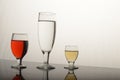 Three colors of Refreshments, Wine glass with water