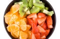 Three colour health, kiwi, tangerine and strawberries