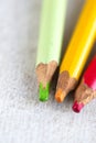 Three coloured pencil