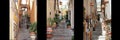 Collage of three photographs of the streets of Taormina, Sicily, Italy.