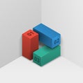 Three column infographics data 3d isometric design