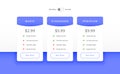 three column pricing plan comparison concept layout