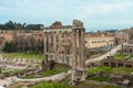 Three-columned Temple of Vespasian  and Titus  with hieroglyphs Royalty Free Stock Photo