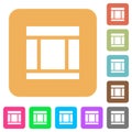 Three columned web layout rounded square flat icons