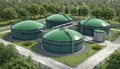 Three compact digesters arranged in a triangle formation, showcasing modern waste management technology in an eco-friendly Royalty Free Stock Photo
