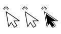 Three computer cursor icons with click animation mouse cursor Royalty Free Stock Photo