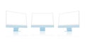 Three computer displays in side and front position
