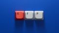 three Computer keyboard keys with the letters RFP.the inscription on the Computer keyboard keys.