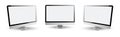 Three Computer Monitors with blank white screen. Vector illustration mockup. Royalty Free Stock Photo