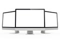 Three computer monitors isolated on white background Royalty Free Stock Photo