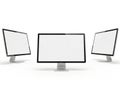 Three computer monitors isolated on white background Royalty Free Stock Photo