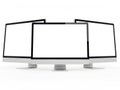 Three computer monitors isolated on white background Royalty Free Stock Photo