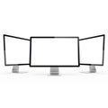 Three computer monitors isolated on white background Royalty Free Stock Photo