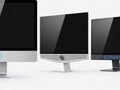 Three computer monitors isolated on white background isolated on white background Royalty Free Stock Photo