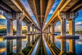 Three Concrete Bridge Decks A Structural Photography Study Capturing the Intricate Details of Architectural Engineering Royalty Free Stock Photo