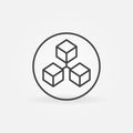 Three Connected Blocks - Blockchain in circle linear vector concept icon