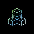 Three Connected Blocks - Blockchain linear vector concept colored icon