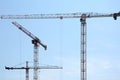 Three Construction Cranes, Birmingham. Royalty Free Stock Photo