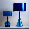 Modern Blue Glass Lamps And Vases: Intense Lighting And Shadow In Minimalist Style
