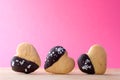 Three cookie heart-shaped