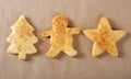 Three cookies on parchment Royalty Free Stock Photo