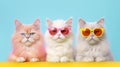 Three cool cats in sunglasses. Illustration AI Generative