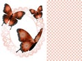 Three Copper Butterflies and Oval Frame Presentation Slide Background