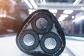 Three-core high-voltage cable with cutaway insulation Royalty Free Stock Photo