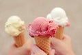 Three cornets of ice cream Royalty Free Stock Photo