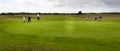 Three couples golf player playing golf in professional golf course