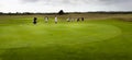 Three couples golf player playing golf in professional golf course