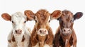 Three cows on a white background Royalty Free Stock Photo
