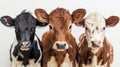 Three cows on a white background Royalty Free Stock Photo