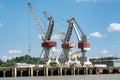 Crane dock on the Garonne river in Bordeaux city