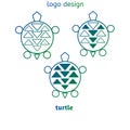 Three creative turtle logo designs with various different back motifs