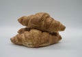 Three croissants with a white background Royalty Free Stock Photo