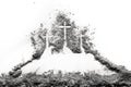 Three cross on Golgota hill drawing made of ash or dus Royalty Free Stock Photo