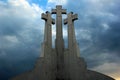 Three Crosses on Bleak Hill, a monument in Vilnius, Lithuania. Royalty Free Stock Photo