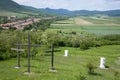 Three crosses in Hercegkut calvary hill, Hungary Royalty Free Stock Photo