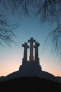 Hill of Three Crosses during sunset in Vilnius, Lithuania Royalty Free Stock Photo